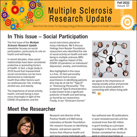 last year newsletter with graphic of female scientist on the bottom left