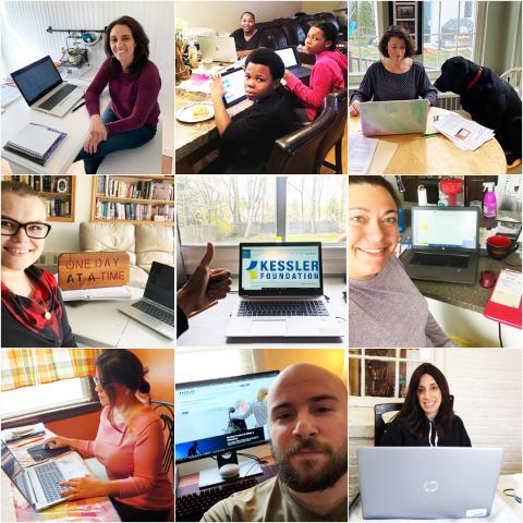 Collage of Kessler staff working from home 