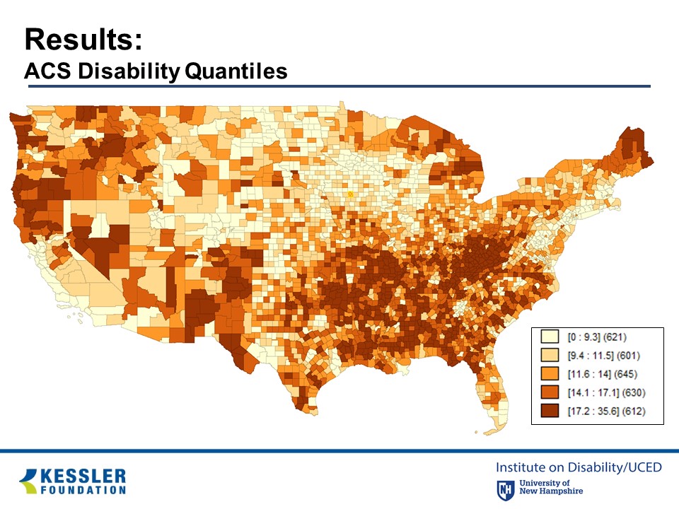 Geographic USA map of Americans with Disabilities