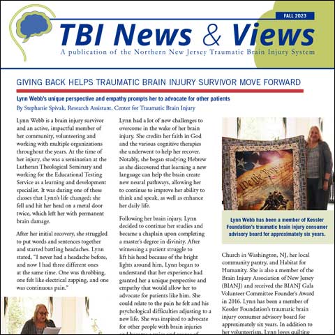 TBI Fall November 2023 newsletter cover with a woman holding up a sign