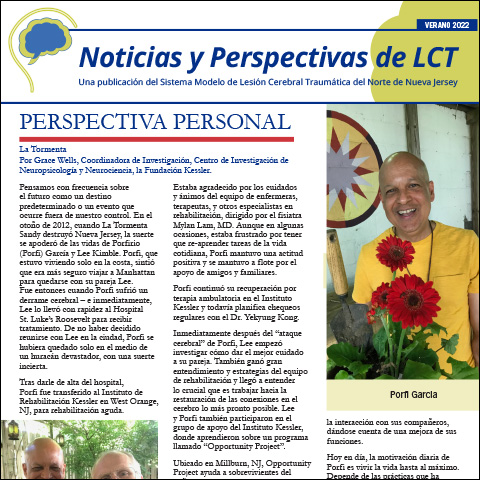 TBI Newsletter Cover Design with man holding flowers