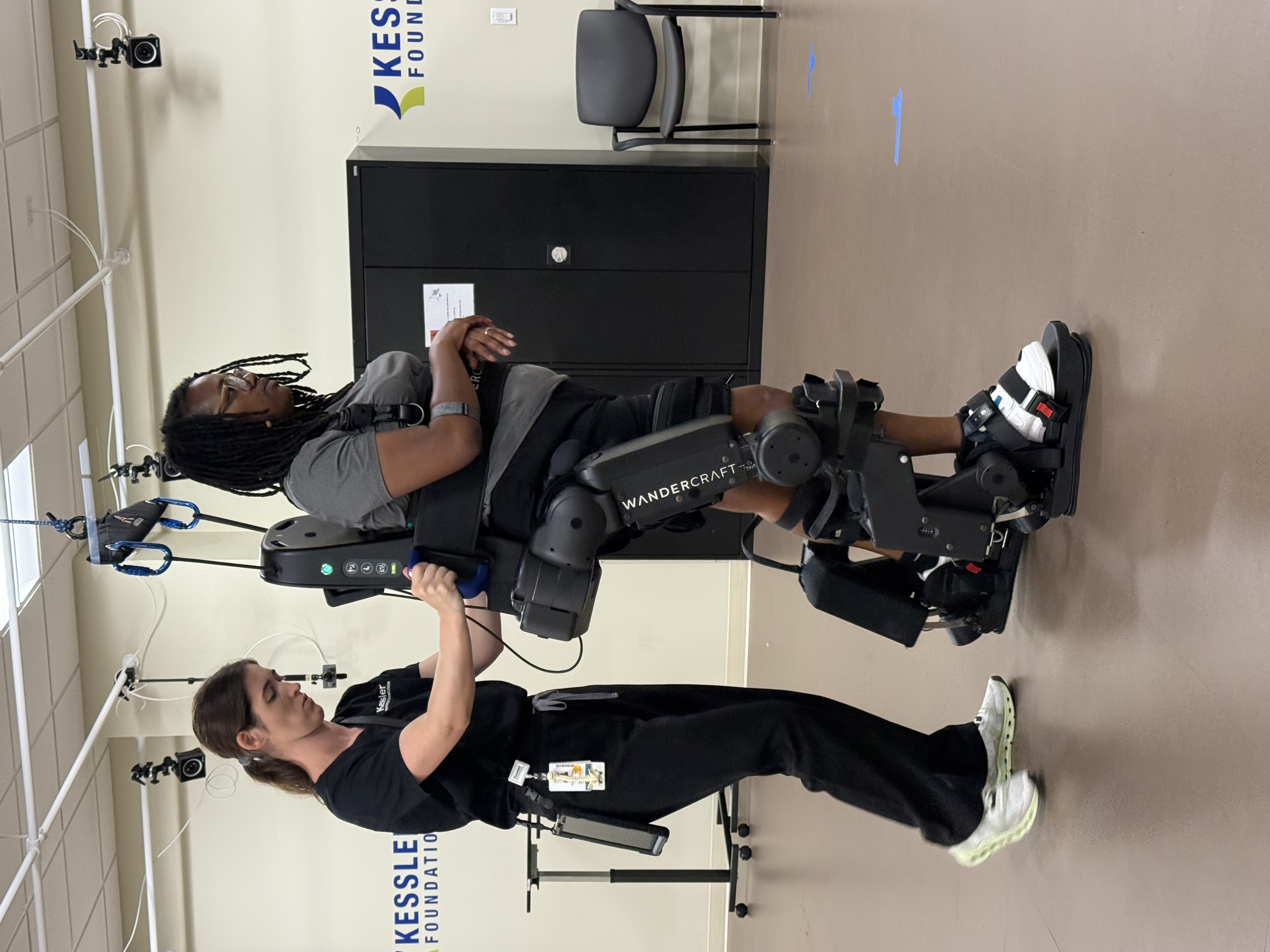 Quiana Drummond study participant wearing the Wandercraft exoskeleton
