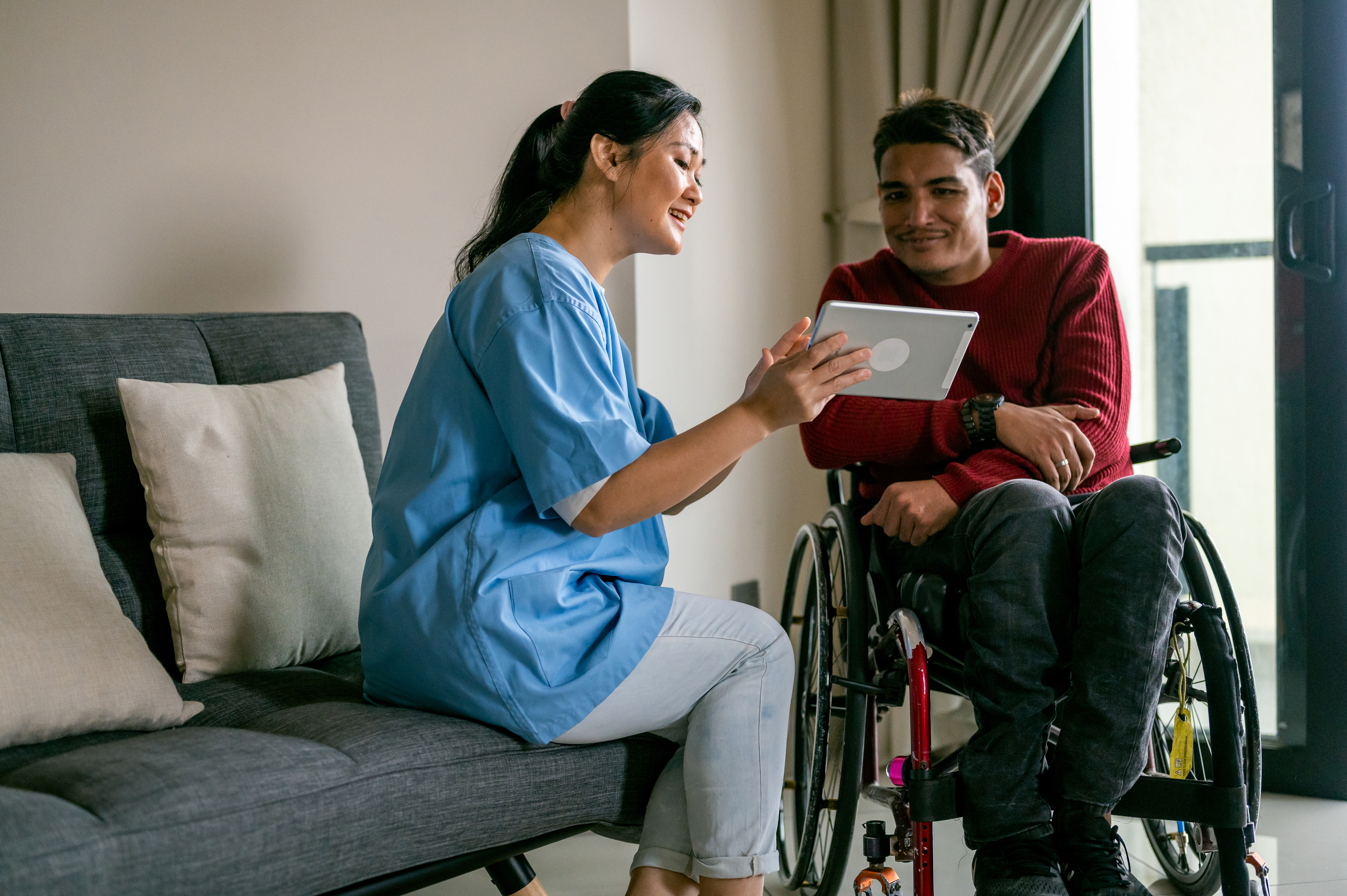 Community Connect aide with wheelchair user