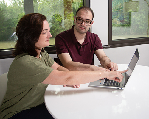 Particp and and Helen Genova, PhD reviewing KF-Stride® online app