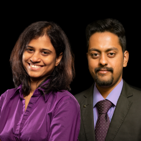 Headshots of Kiran Karunakaran, PhD, and Vikram Shenoy Handiru, PhD.