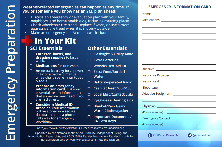 Emergency preparation form with check boxes and text fields to fill out. 