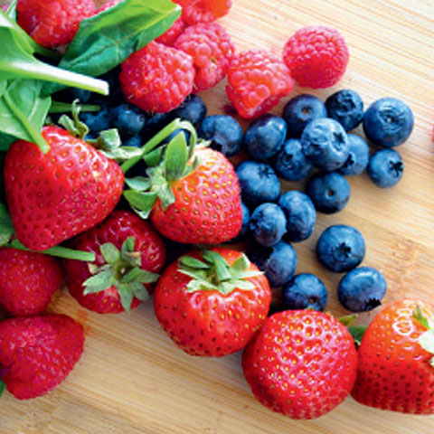 fruits strawberries and blueberries