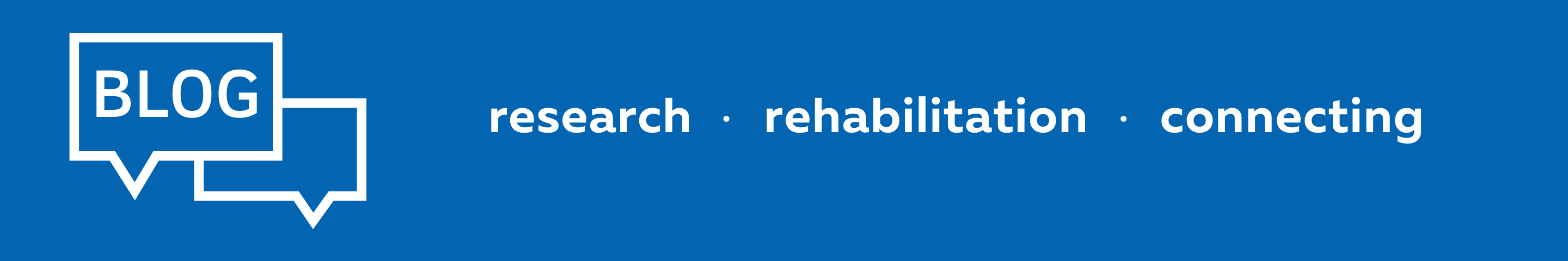Blue banner with text research rehab connecting