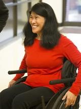 rosalie hannigan, kessler foundation research participant, in wheelchair