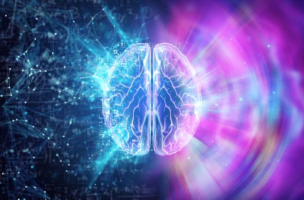 brain scan blue and pink background