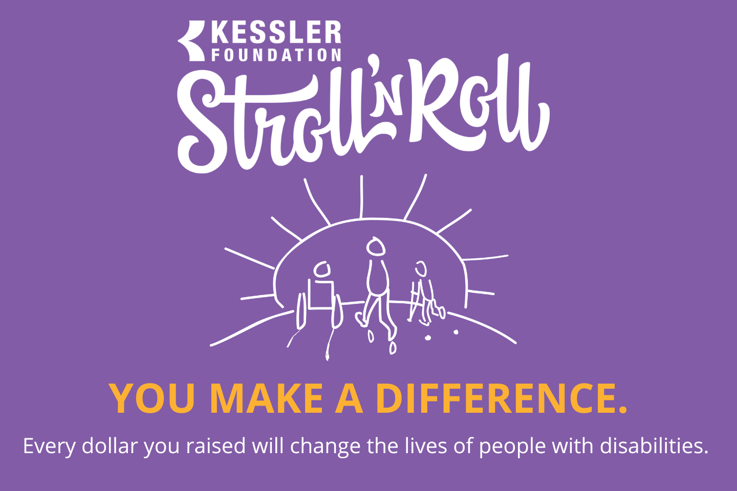 Stroll n Roll Kessler Foundation logo, you make a difference