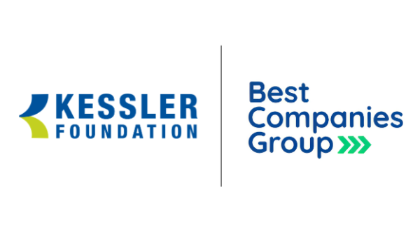 A graphic featuring both the "Best Companies Group" and Kessler Foundation's logos. 