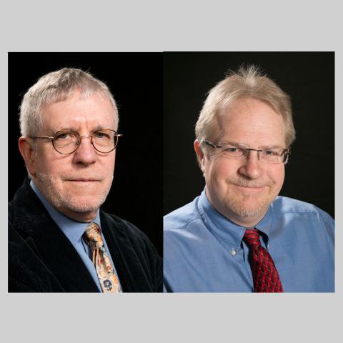 Head shots of Drs. John O'Neill and Trevor Dyson-Hudson against a black background 