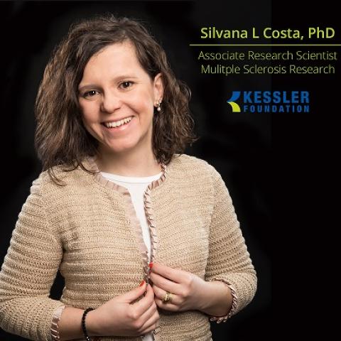 Dr. Silvana Costa of Kessler Foundation wearing a beige cardigan