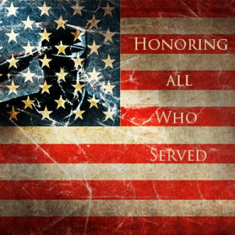 Photo of American flag with text