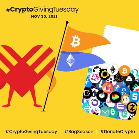 cryptocurrency cartoon with flags Crypto Giving Tuesday