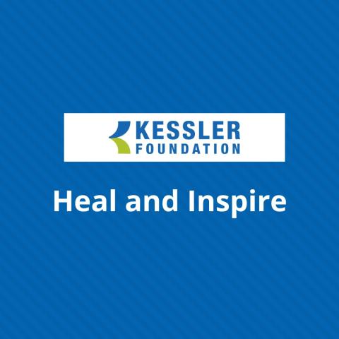 Kessler logo on blue background with message, heal and inspire