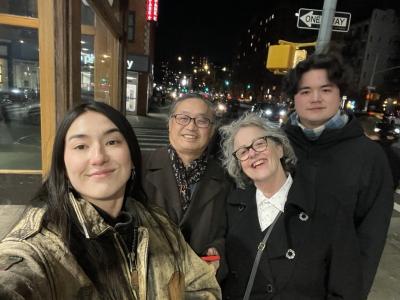 Jessica Huff with her husband and two children in NYC